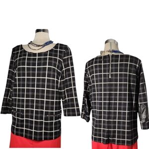 IMNYC Luxury Black and White Plaid  3/4 Sleeve Size M